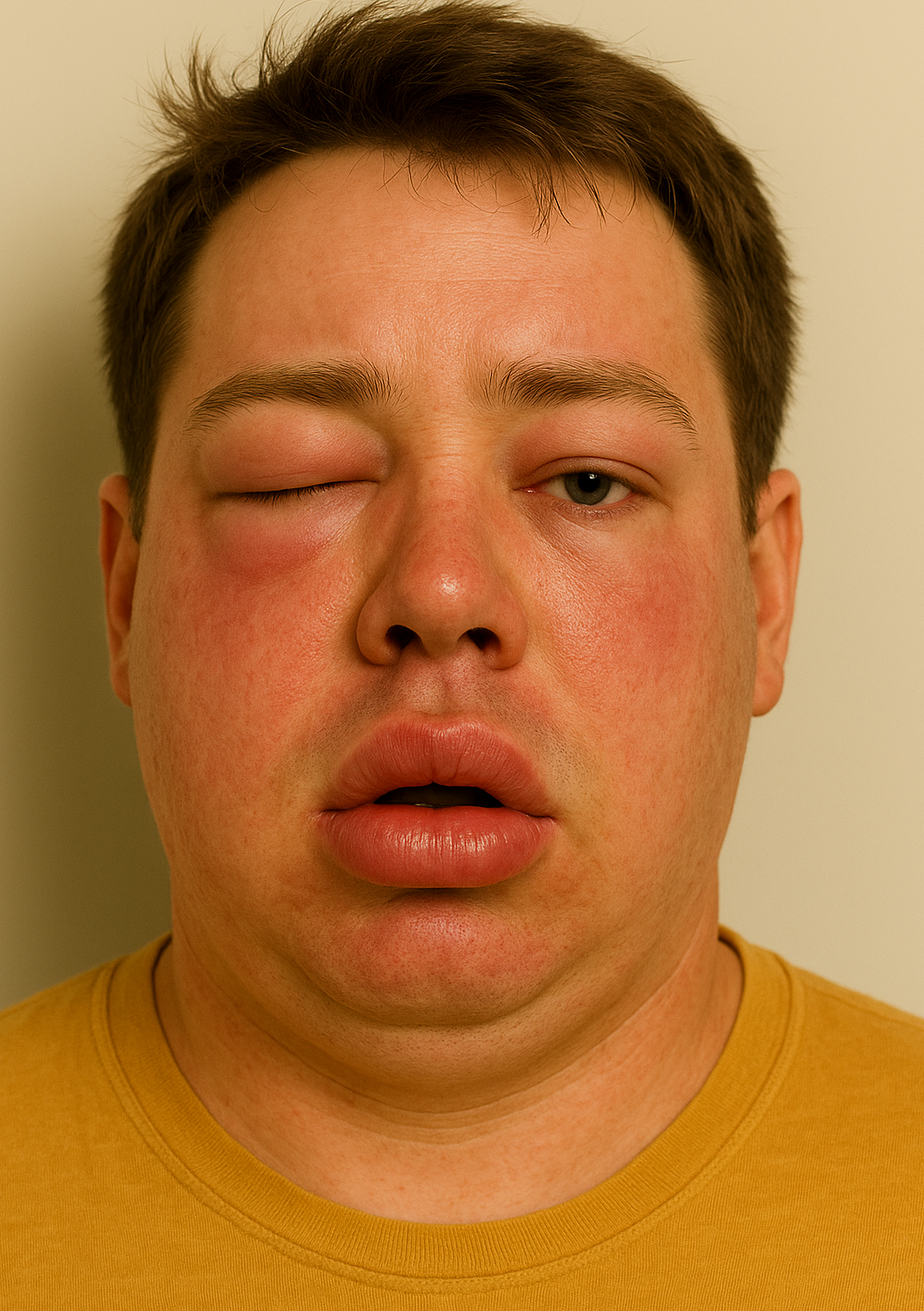 Ausgeprägtes Gesichtsödem nach Allergenexposition