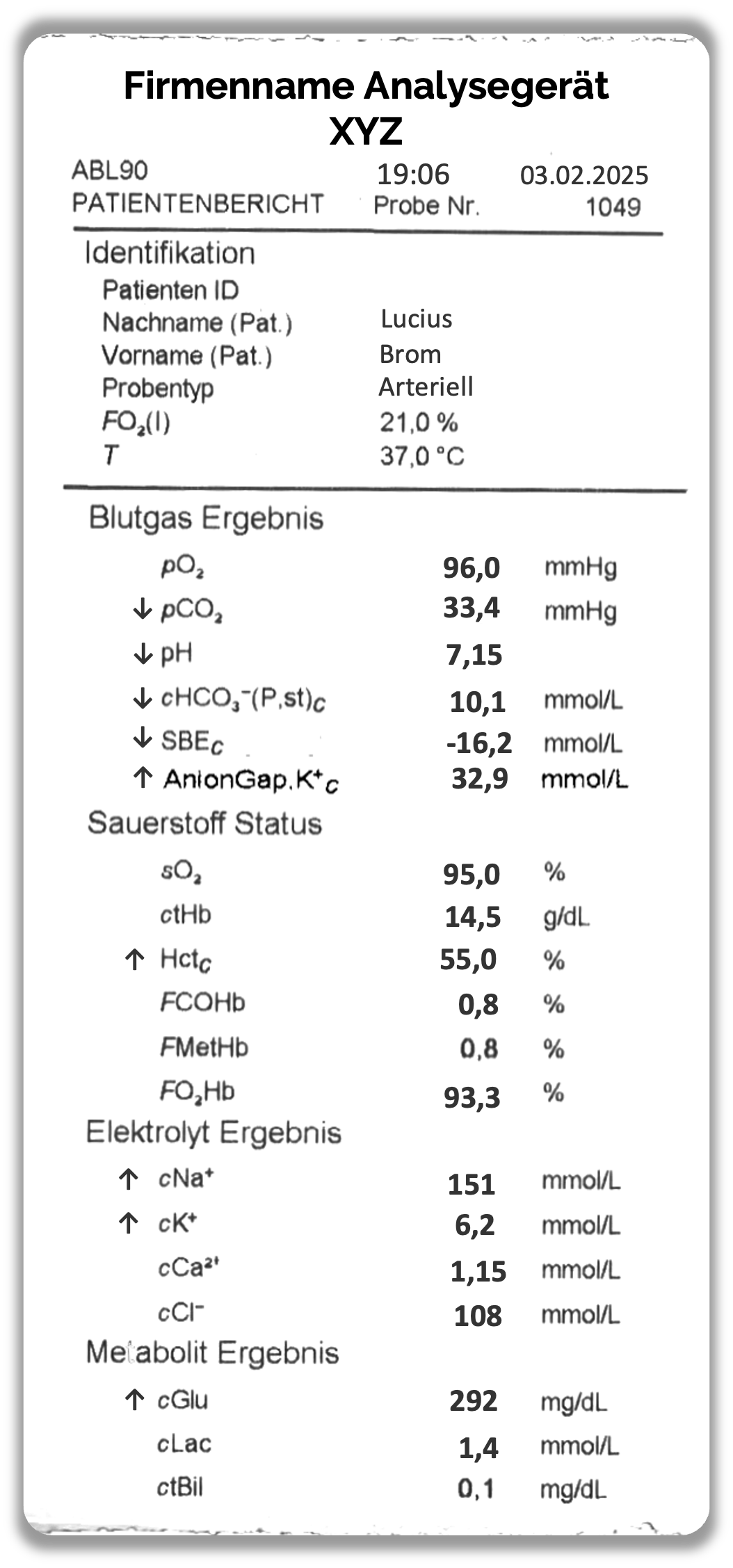 BGA-Fallbeispiel: metabolische Ketoazidose bei Diabetes mellitus Typ I