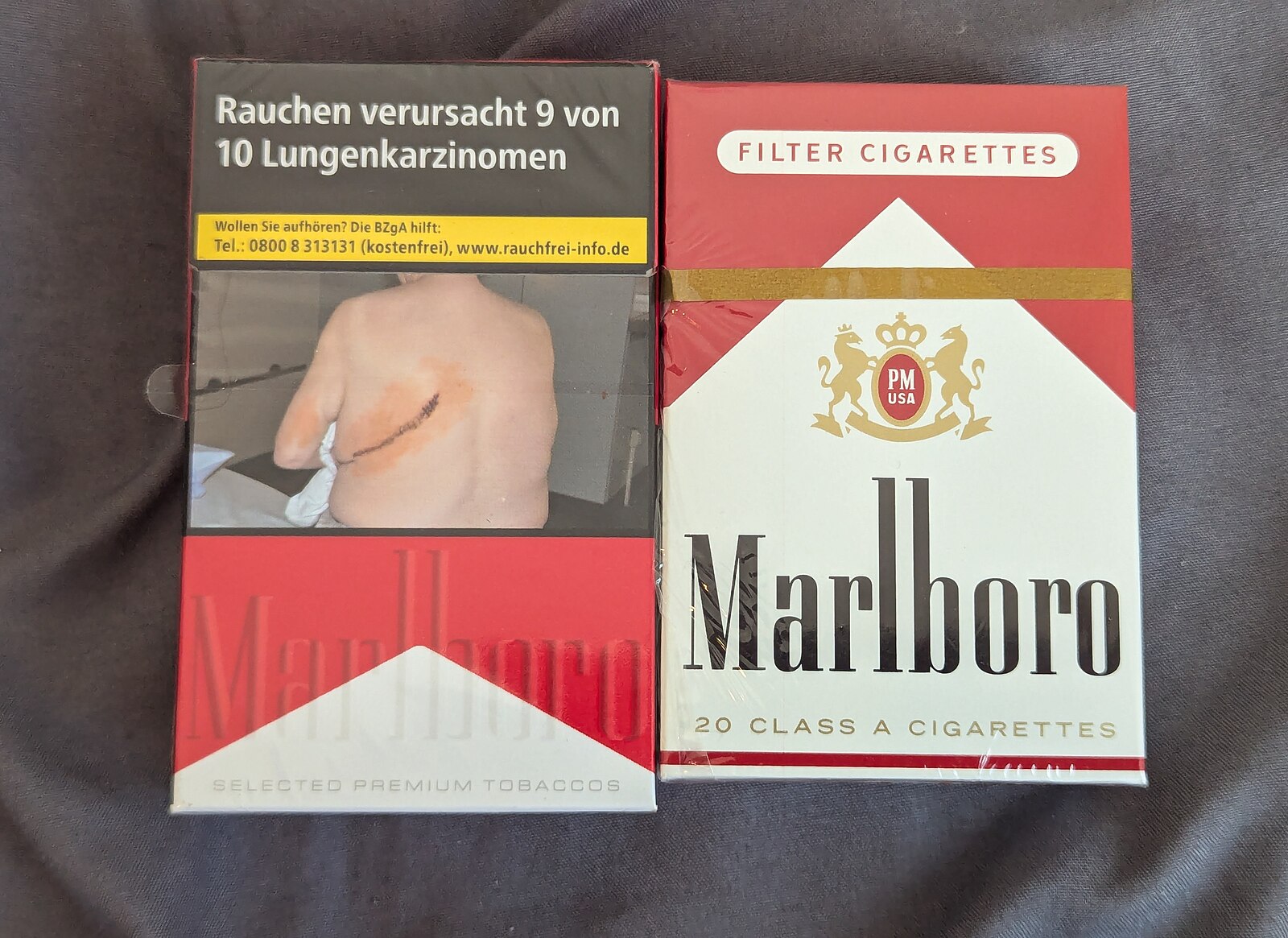 Warnhinweise auf Zigarettenverpackungen