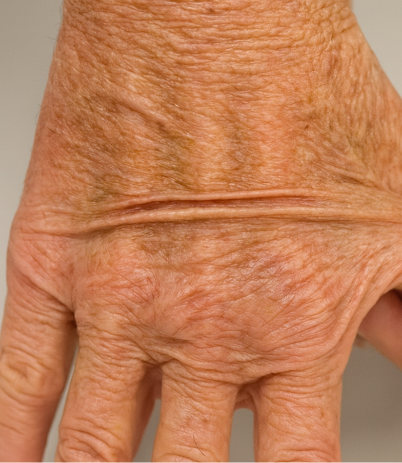 Stehende Hautfalte als Zeichen einer Exsikkose