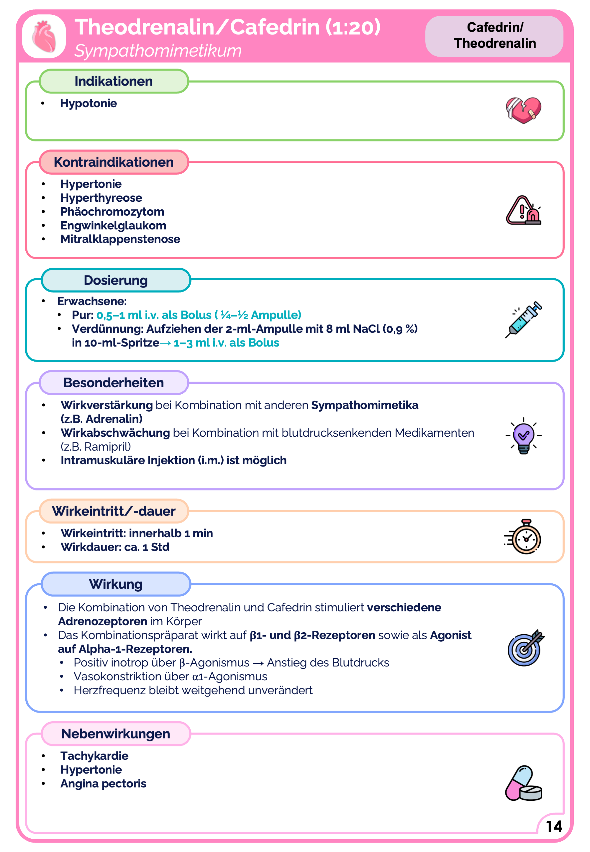 Lernkarte Theodrenalin/Cafedrin (1:20)