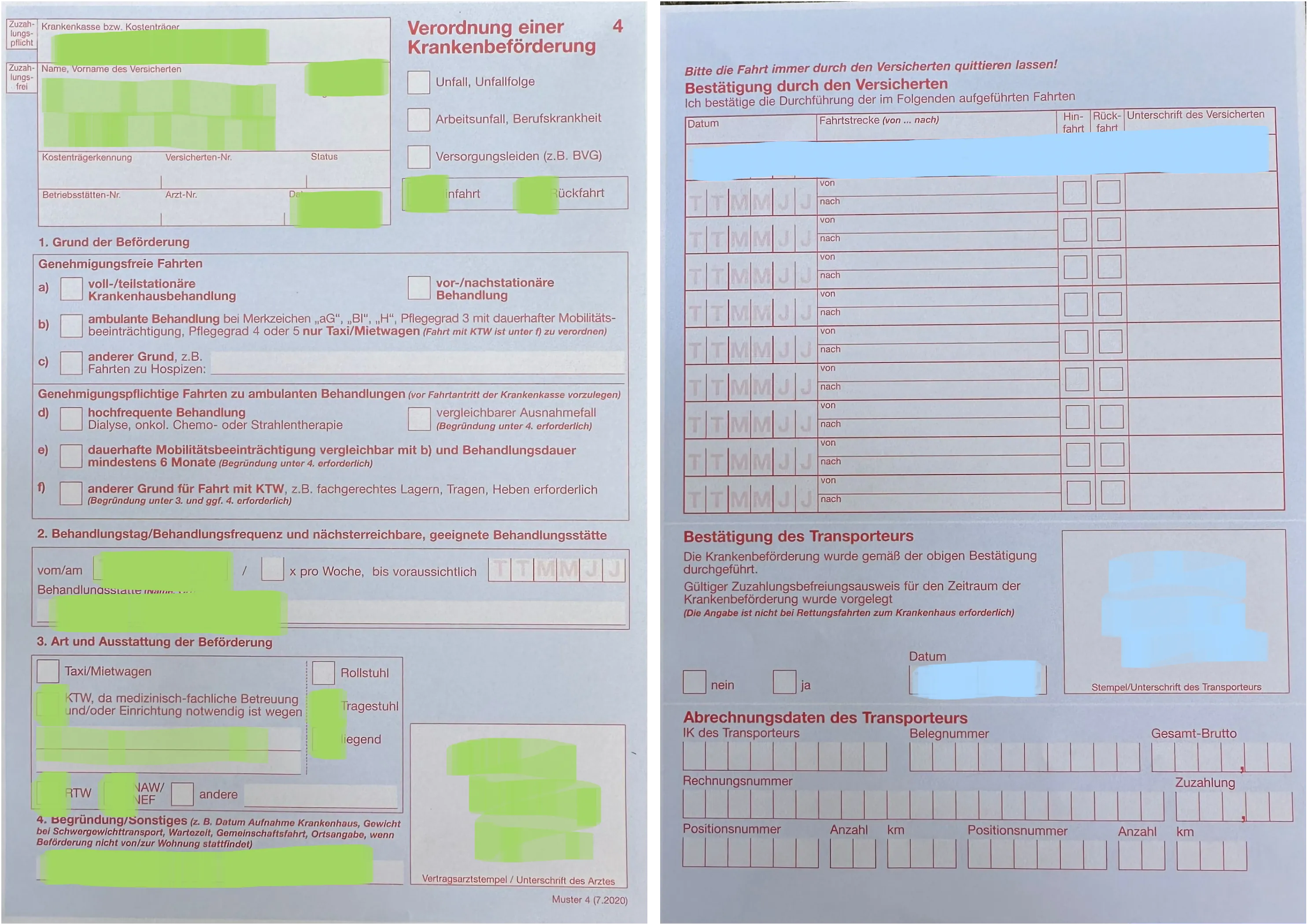 Ausfüllhilfe Mindestanforderung Transportschein (regionale Abweichungen)